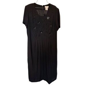 Worthington Woman Dress Black with Beading Lined S/S Womans 16W